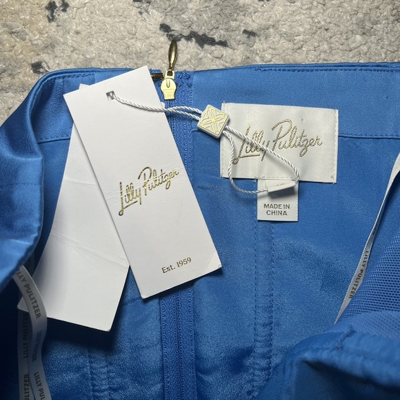 Lilly Pulitzer Size 12 Carlynn Strapless Satin Bow Dress Blue Formal Bridesmaid - Picture 7 of 10